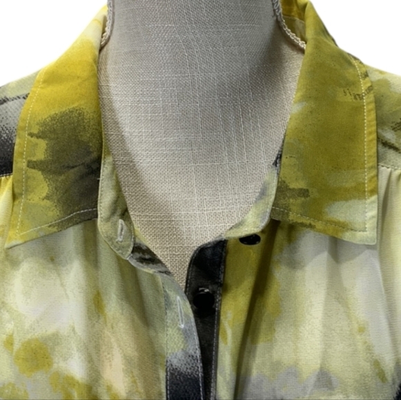 Torrid Chiffon Collared Button-Front Tunic Blouse Yellow Black White Size 3X - Picture 7 of 15